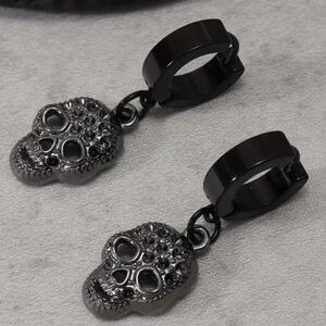 Black Skull Hoop Earrings